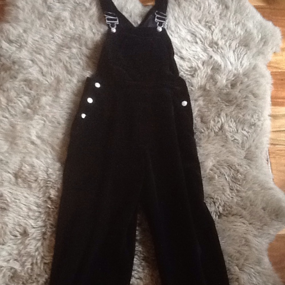Black velvet overalls